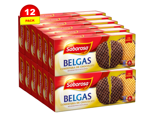 Bolachas Belgas Cobertura Chocolate Saborosa 12 x 198 Gr